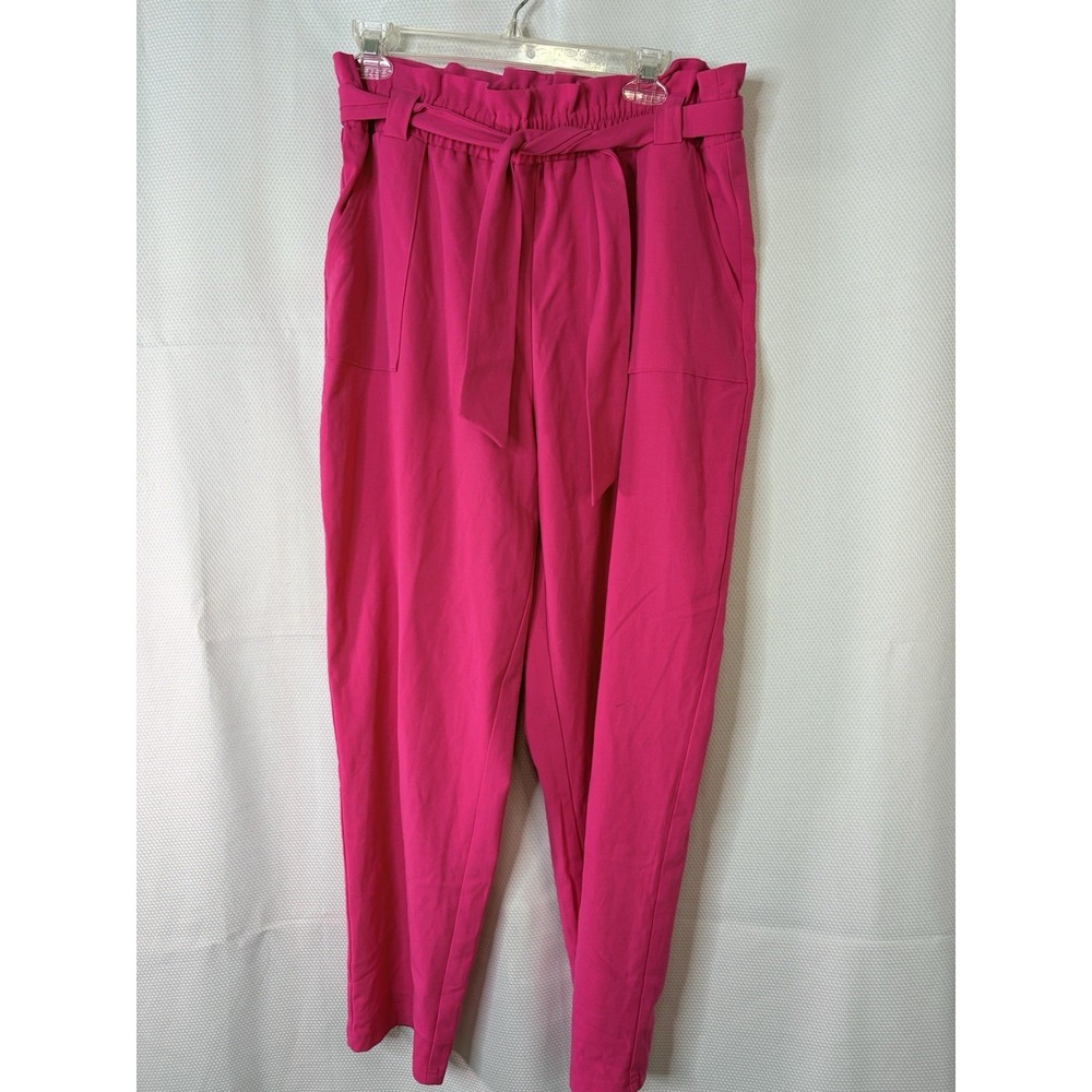 Nine Eight New York Womens Size L Tie Belt Pants Pockets Racy Pink